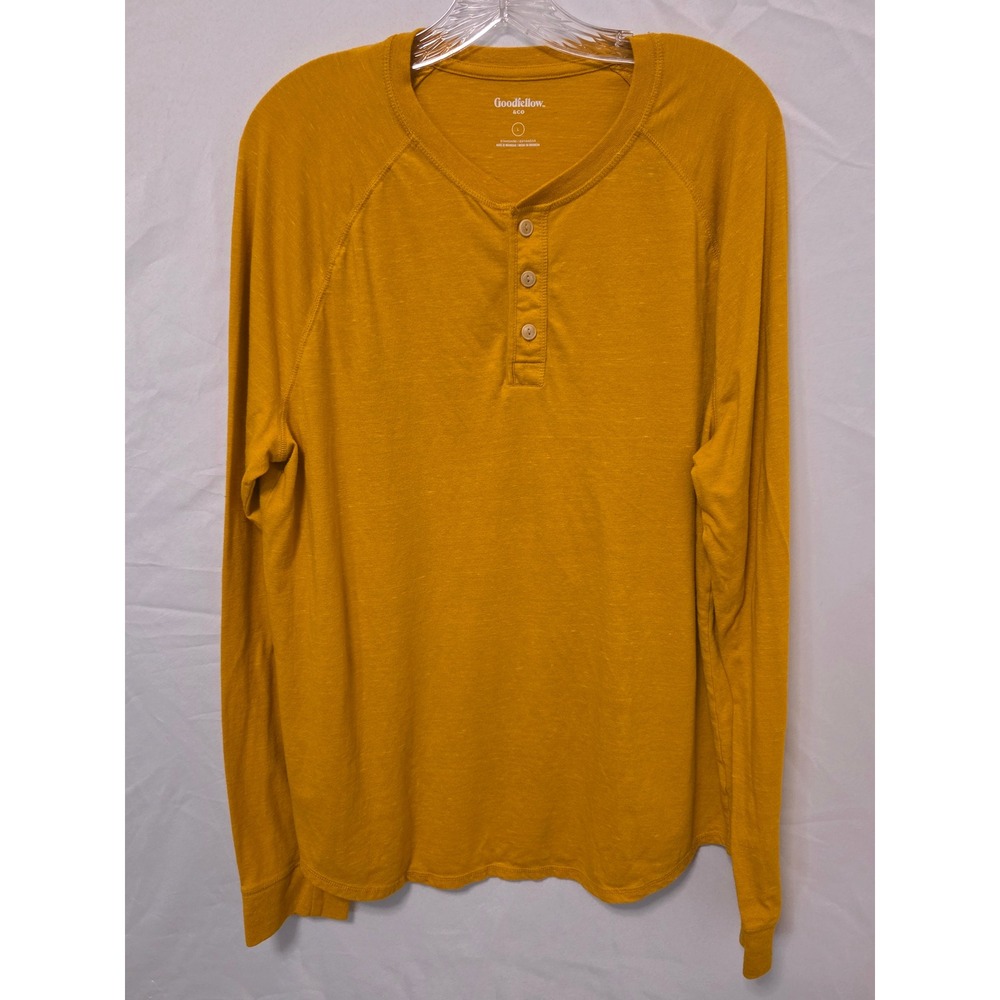 Shirt Size L Goodfellow & Co Mens Mustard Yellow Slub Long Sleeve Henley